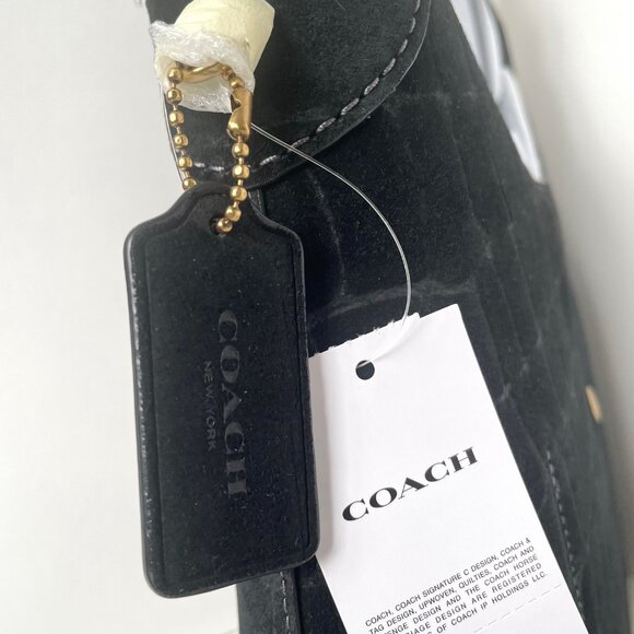 Coach Brooklyn 28 Black Croc Embossed Suede Leather Hobo CCJ00 - Picture 15 of 16